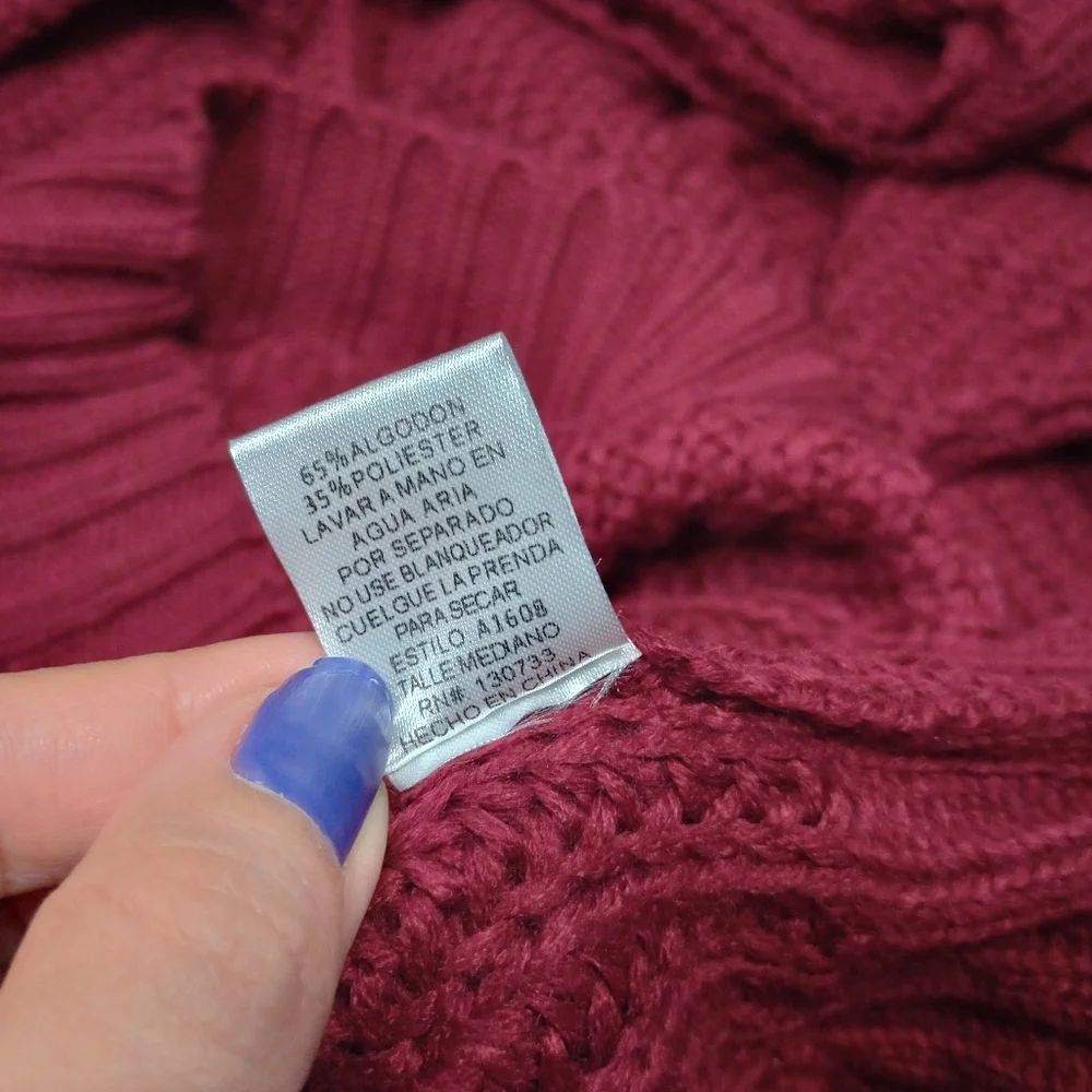 Umgee Fold Over Burgundy Oversized Knitted Sweater